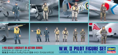 1/48 WWII Pilot Figure Set (Japanese, German, U.S., British Pilot Figures) - Hasegawa - HAS