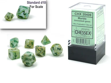 Chessex 20409 Marble Mini-hedral Green/dark green 7-Die Set