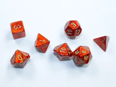 Chessex 20414 Scarab Mini-hedral Scarlet/gold 7-Die Set