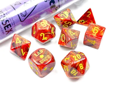 Chessex 30050 Vortex Underworld/yellow Polyhedral 7-Dice Set (with bonus die)