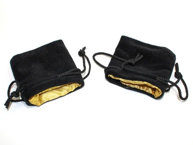 KOP09913 - 3.75" X 4" Velvet Bag Black w/gold