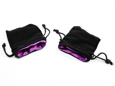 KOP09914 - 3.75" X 4" Velvet Bag Black w/purple