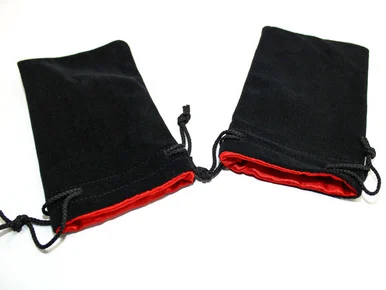 KOP09919 - 5" X 8" Velvet Bag Black w/red