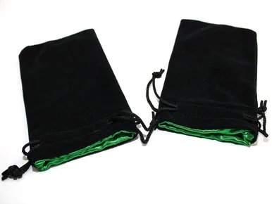 KOP18275 - 5" x 8" Velvet Bag Green inside/Black outside
