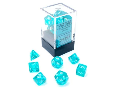 Chessex 20385 Translucent Mini-hedral Teal/white 7-Die Set