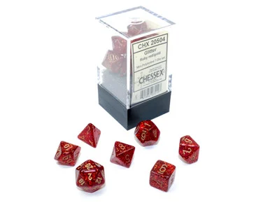 Chessex 20504 Glitter Mini-hedral Ruby Red/gold 7-Die Set