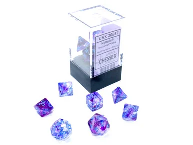 Chessex 20557 Nebula Mini-hedral Nocturnal/blue Luminary 7-Die Set