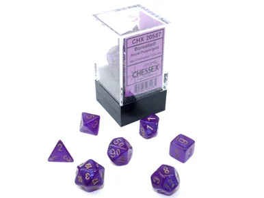 Chessex 20587 Borealis Mini-hedral Royal Purple/gold Luminary 7-Die