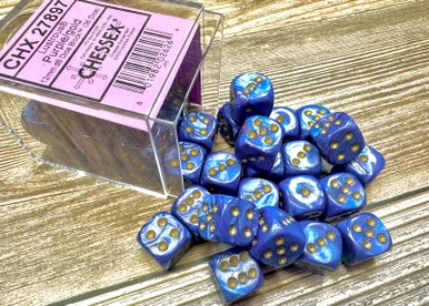 Chessex 27897 Lustrous Purple/gold 12mm d6 Dice Block (36 dice)