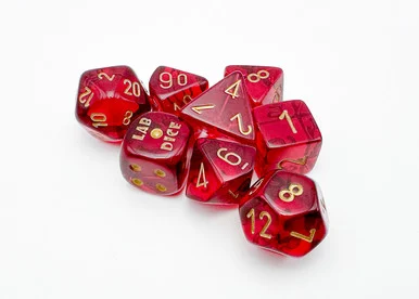 30058 - Translucent Crimson/gold Polyhedral 7-Die Set