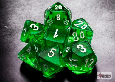 20375 - Translucent Mini-hedral Green/white 7-Die Set