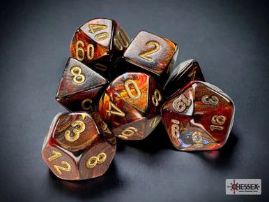 20419 - Scarab® Mini-hedral™ Blue Blood™/gold 7-Die Set