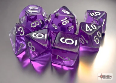 20377 - Translucent Mini-hedral Purple/white 7-Die Set