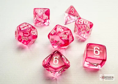 20384 - Translucent Mini-hedral™ Pink/white 7-Die Set