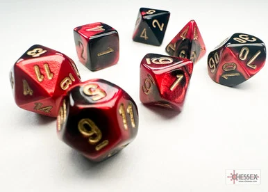 20633 - Gemini® Mini-hedral™ Black-Red/gold 7-Die Set