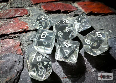 Chessex 23071 Translucent Clear/white Polyhedral 7-Dice Set