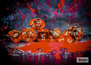 Chessex 23073 Translucent Orange/white Polyhedral 7-Dice Set