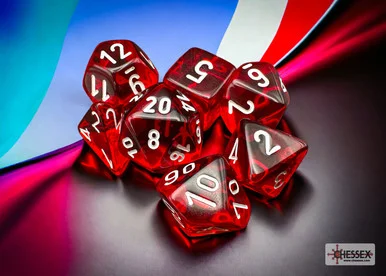 Chessex 23074 Translucent Red/white Polyhedral 7-Dice Set