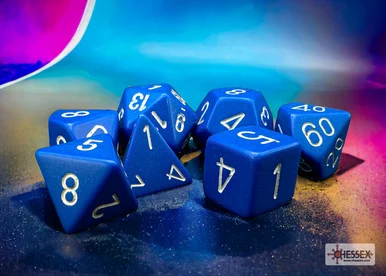 Chessex 25406 Opaque Blue/white Polyhedral 7-Dice Set