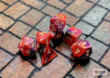 Chessex 26426 Gemini Purple-Red/gold Polyhedral 7-Dice Set