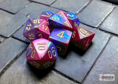 Chessex 26428 Gemini Blue-Purple/gold Polyhedral 7-Dice Set