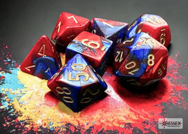 Chessex 26429 Gemini Blue-Red/gold Polyhedral 7-Dice Set