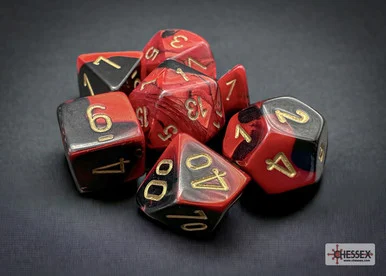 Chessex 26433 Gemini Black-Red/gold Polyhedral 7-Dice Set