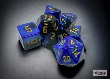 Chessex 26435 Gemini Black-Blue/gold Polyhedral 7-Dice Set