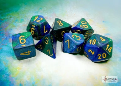 Chessex 26436 Gemini Blue-Green/gold Polyhedral 7-Dice Set