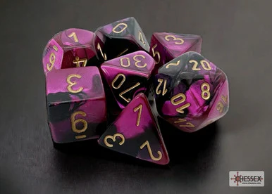 Chessex 26440 Gemini Black-Purple/gold Polyhedral 7-Dice Set