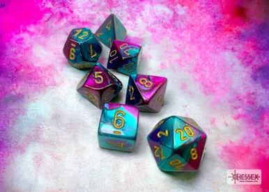 Chessex 26449 Gemini Purple-Teal/gold Polyhedral 7-Dice Set