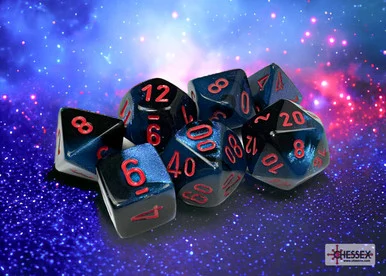 Chessex 26458 Gemini Black-Starlight/red Polyhedral 7-Dice Set