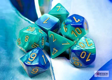Chessex 26459 Gemini Blue-Teal/gold Polyhedral 7-Dice Set