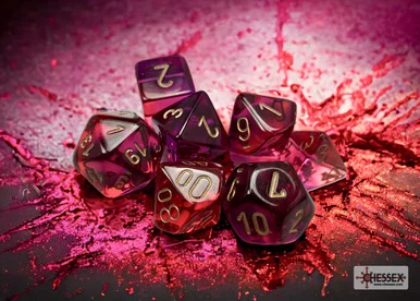 Chessex 26467 Gemini Translucent Red-Violet/gold Polyhedral 7-Dice Set
