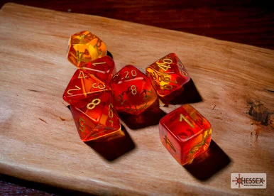 Chessex 26468 Gemini Translucent Red-Yellow/gold Polyhedral 7-Dice Set