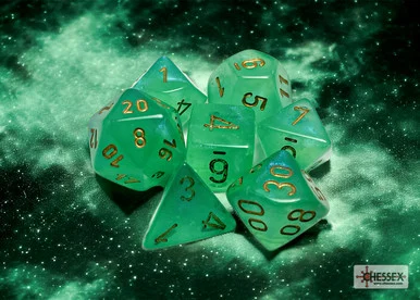Chessex 27575 Borealis Light Green/gold Luminary Polyhedral 7-Dice Set