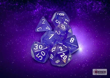 Chessex 27577 Borealis Purple/white Luminary Polyhedral 7-Dice Set