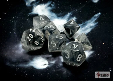 Chessex 27578 Borealis Light Smoke/silver Luminary Polyhedral 7-Dice Set