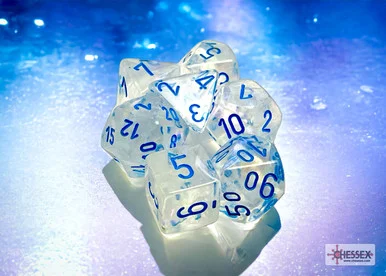 Chessex 27581 Borealis Icicle/light blue Luminary Polyhedral 7-Dice Set