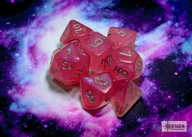 Chessex 27584 Borealis Pink/silver Luminary Polyhedral 7-Dice Set
