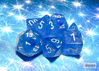 Chessex 27586 Borealis Sky Blue/white Luminary Polyhedral 7-Dice Set