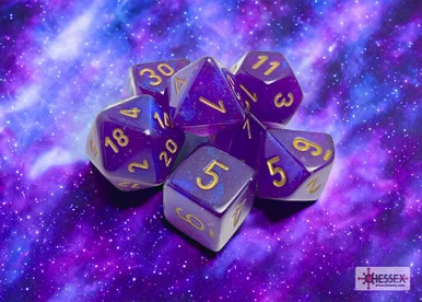 Chessex 27587 Borealis Royal Purple/gold Luminary Polyhedral 7-Dice Set