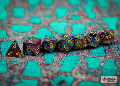 Chessex 27450 Festive Mosaic/yellow Polyhedral 7-Dice Set