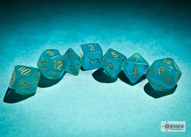 Chessex 27585 Borealis Teal/Gold Luminary Polyhedral 7-Dice Set