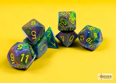 Chessex 27449 Festive Rio/yellow Polyhedral 7-Dice Set