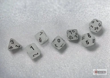 Chessex 27401 Frosted Clear/black Polyhedral 7-Dice Set