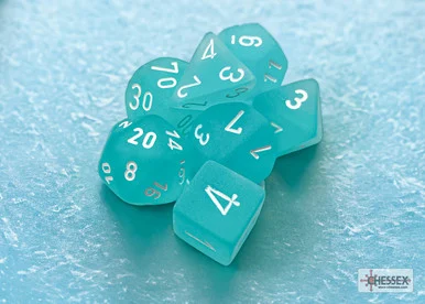 Chessex 27405 Frosted Teal/white Polyhedral 7-Dice Set