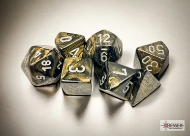 Chessex 27418 Leaf Black Gold/silver Polyhedral 7-Dice Set