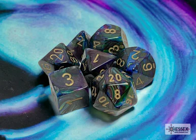 Chessex 27499 Lustrous Shadow/gold Polyhedral 7-Dice Set