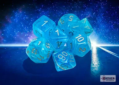 Chessex 27566 Luminary Sky/silver Polyhedral 7-Dice Set